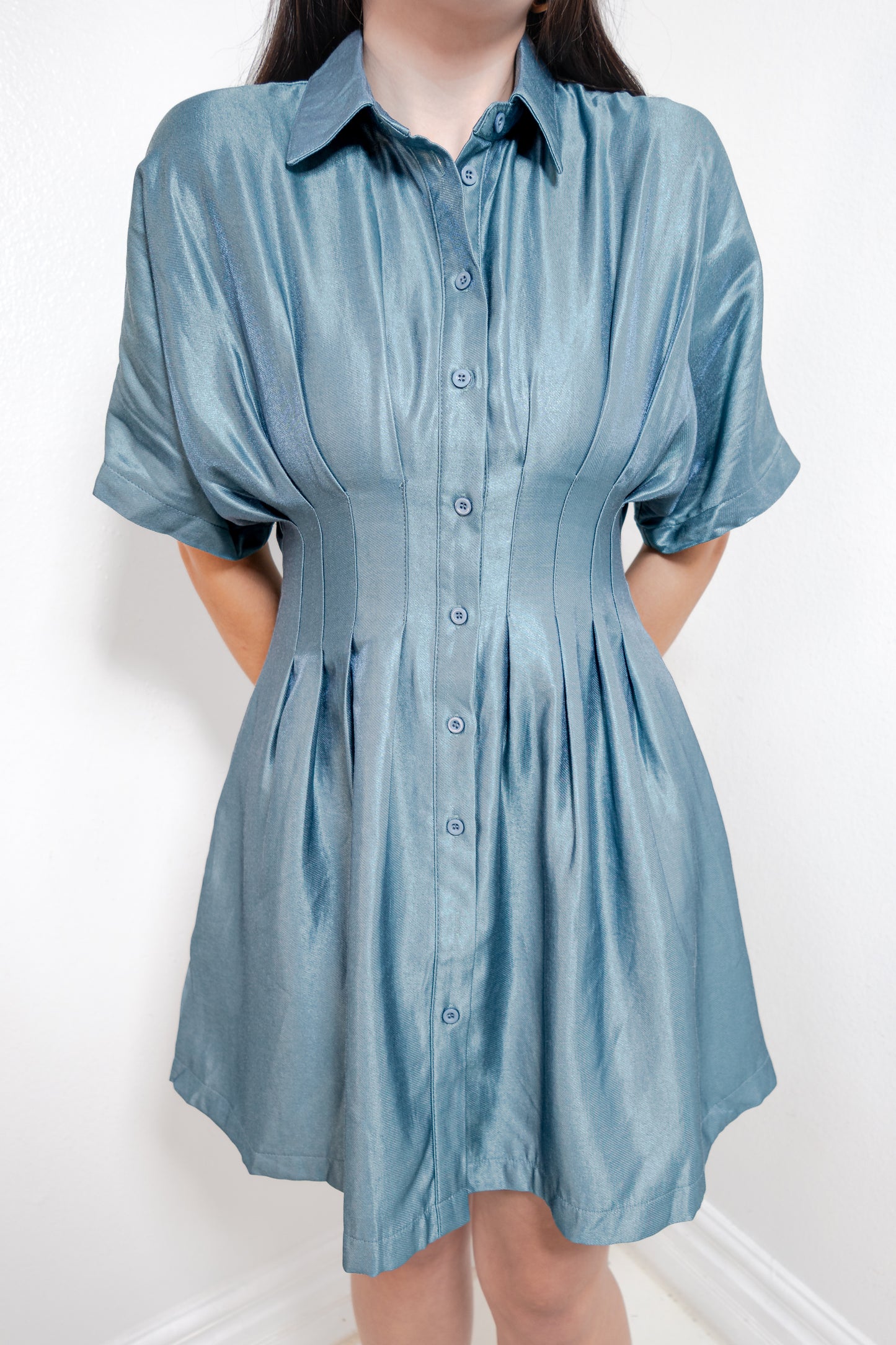 Sheen & Chic Pleated Mini Dress