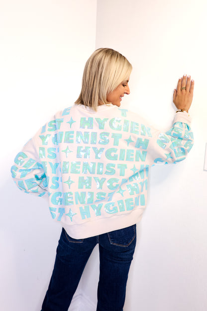 Queen Of Sparkles White & Mint Hygienist Sweatshirt