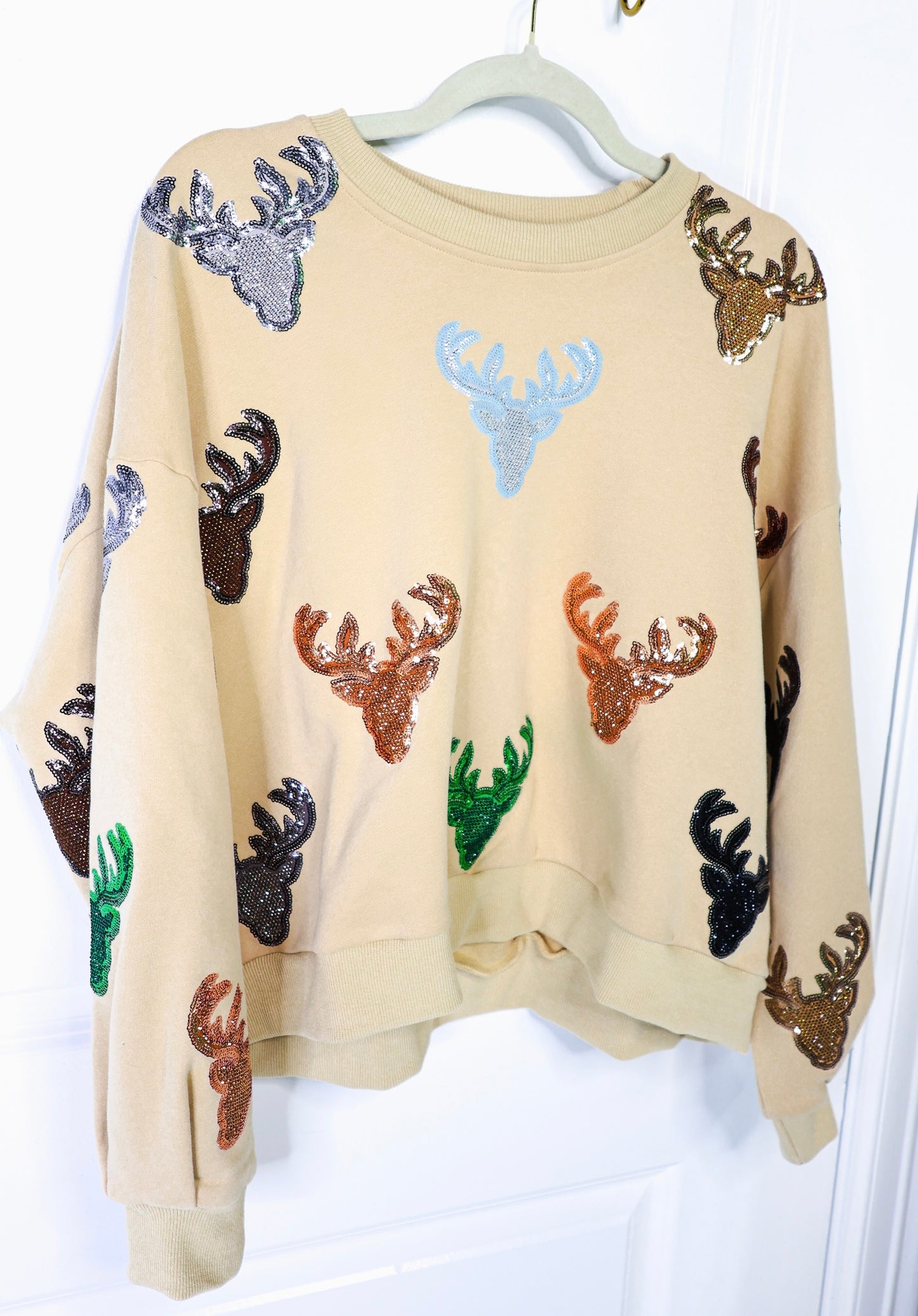 Queen Of Sparkles Deer Head Sweatshirt