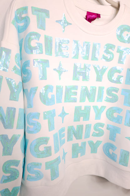 Queen Of Sparkles White & Mint Hygienist Sweatshirt