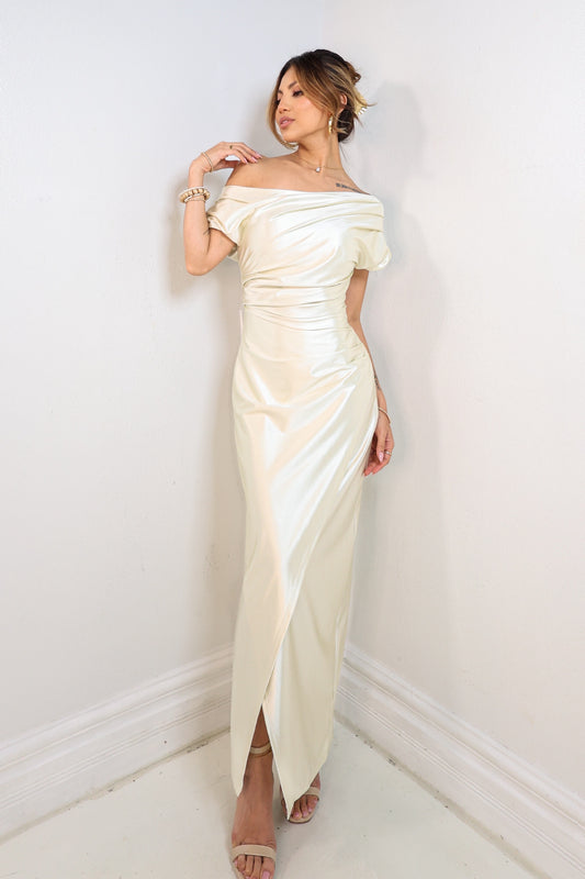 Silken Vow Asymmetrical Maxi Dress