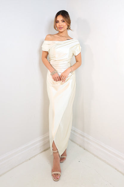 Silken Vow Asymmetrical Maxi Dress