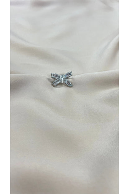 Silver Rhinestone Bow Ring-Rings-KCoutureBoutique, women's boutique in Bossier City, Louisiana