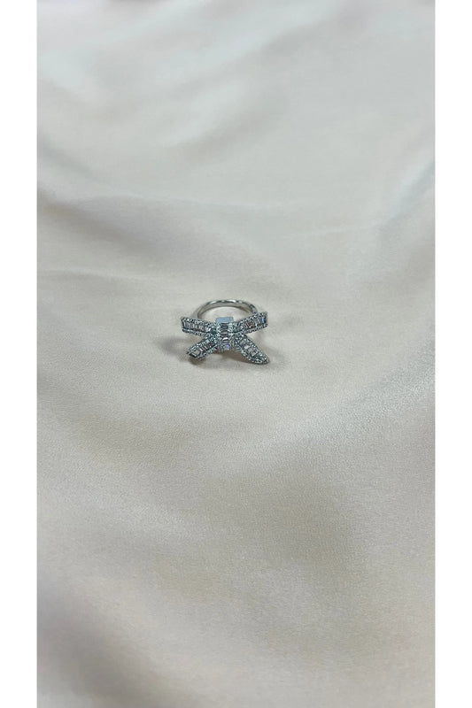 Silver Rhinestone Bow Ring-Rings-KCoutureBoutique, women's boutique in Bossier City, Louisiana