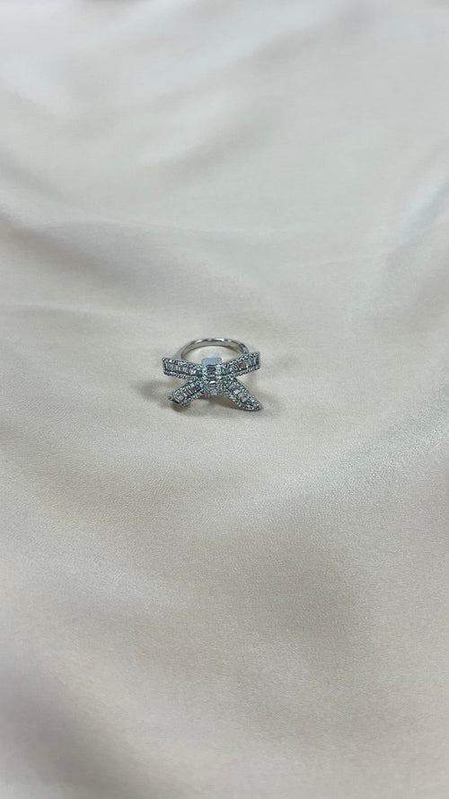 Silver Rhinestone Bow Ring-Rings-KCoutureBoutique, women's boutique in Bossier City, Louisiana