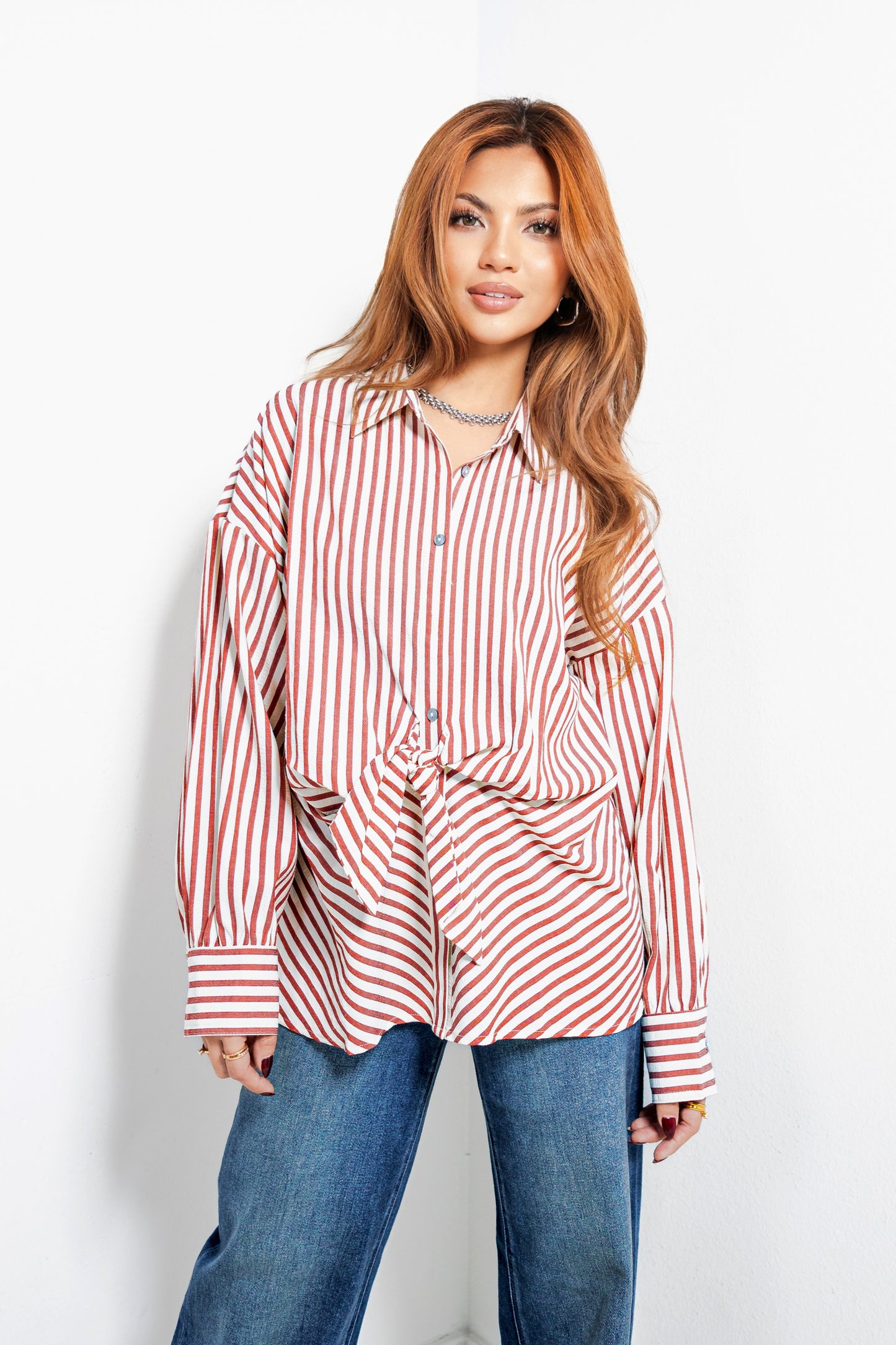 Simple & Striped Tie Button Down Top