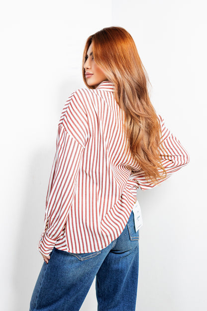 Simple & Striped Tie Button Down Top