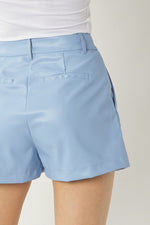 Sky Blue Leather Shorts-Bottoms-KCoutureBoutique, women's boutique in Bossier City, Louisiana