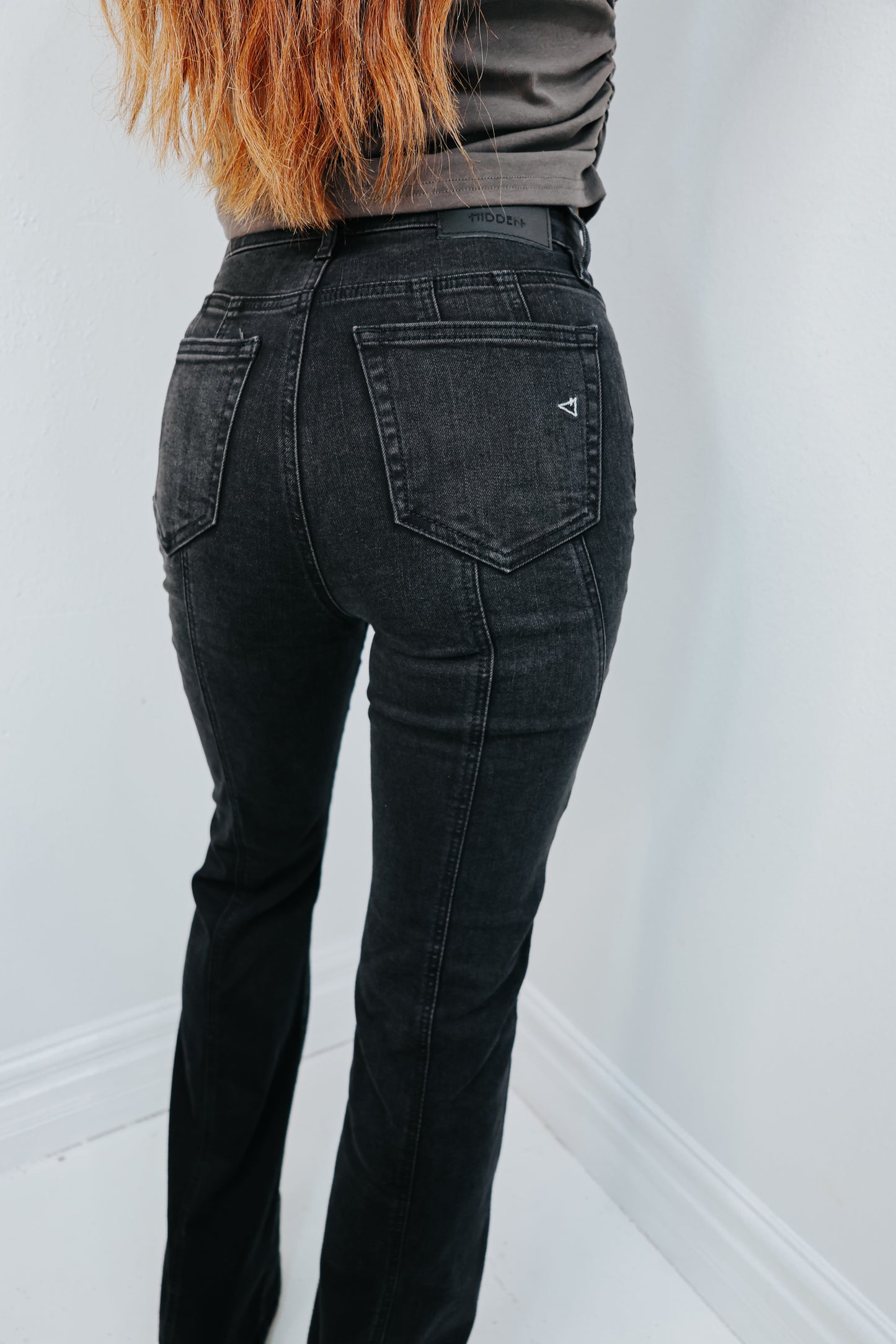 Hidden Charcoal Fashion Seamed Happi Flare Jeans