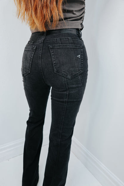 Hidden Charcoal Fashion Seamed Happi Flare Jeans