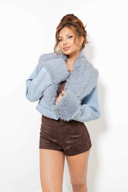 Detachable Snowbound Chic Denim & Faux Fur Jacket