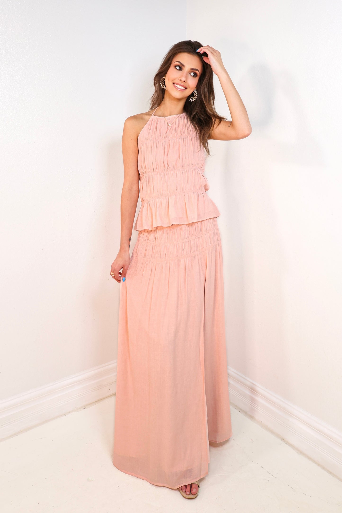 Soft Breeze Smocked Halter Top