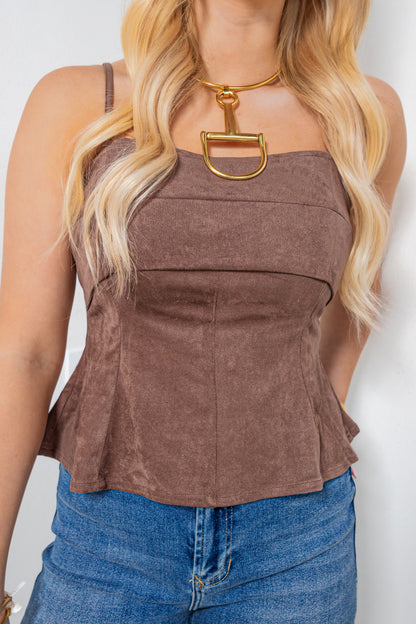 Soft Season Suede Flare Top