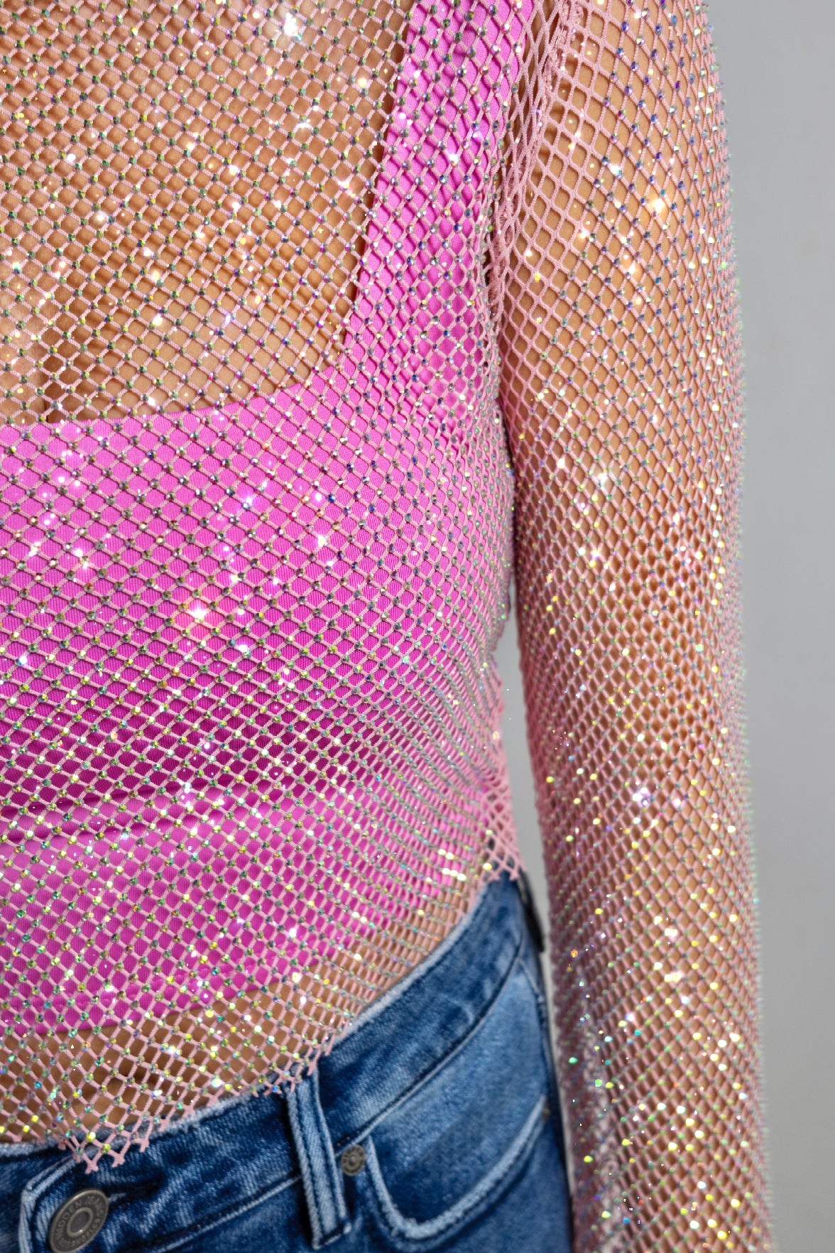 Starstruck Glitter Mesh Mock Neck Top