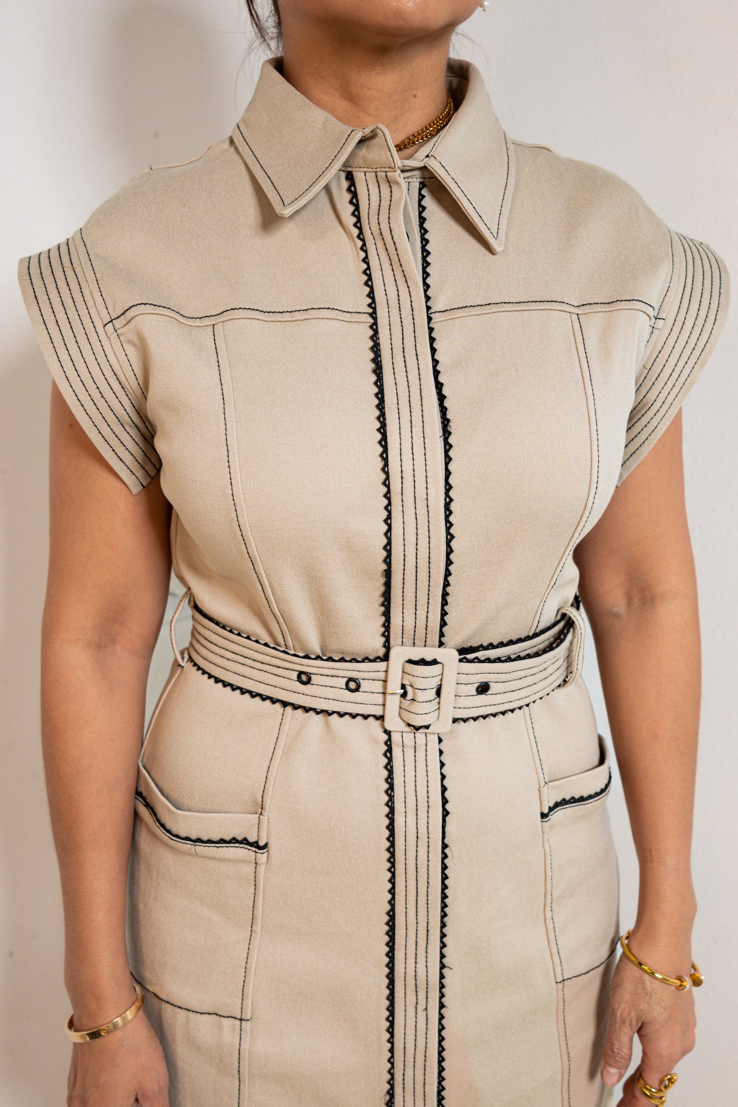 Structure & Stitch Belted Midi Dress
