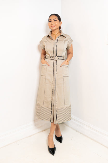 Structure & Stitch Belted Midi Dress