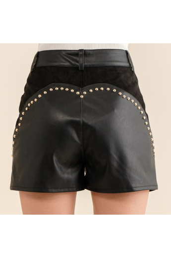 Studded Cowgirl Suede Contrast Shorts-Bottoms-KCoutureBoutique, women's boutique in Bossier City, Louisiana