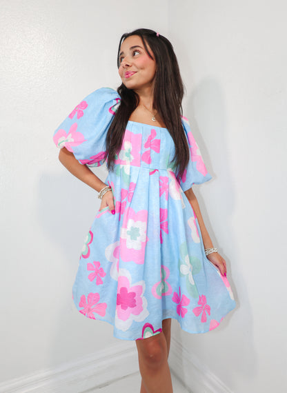 Sugar Bloom Puff Sleeve Mini Dress