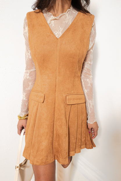 Sunset Rodeo Suede Pleated Dress