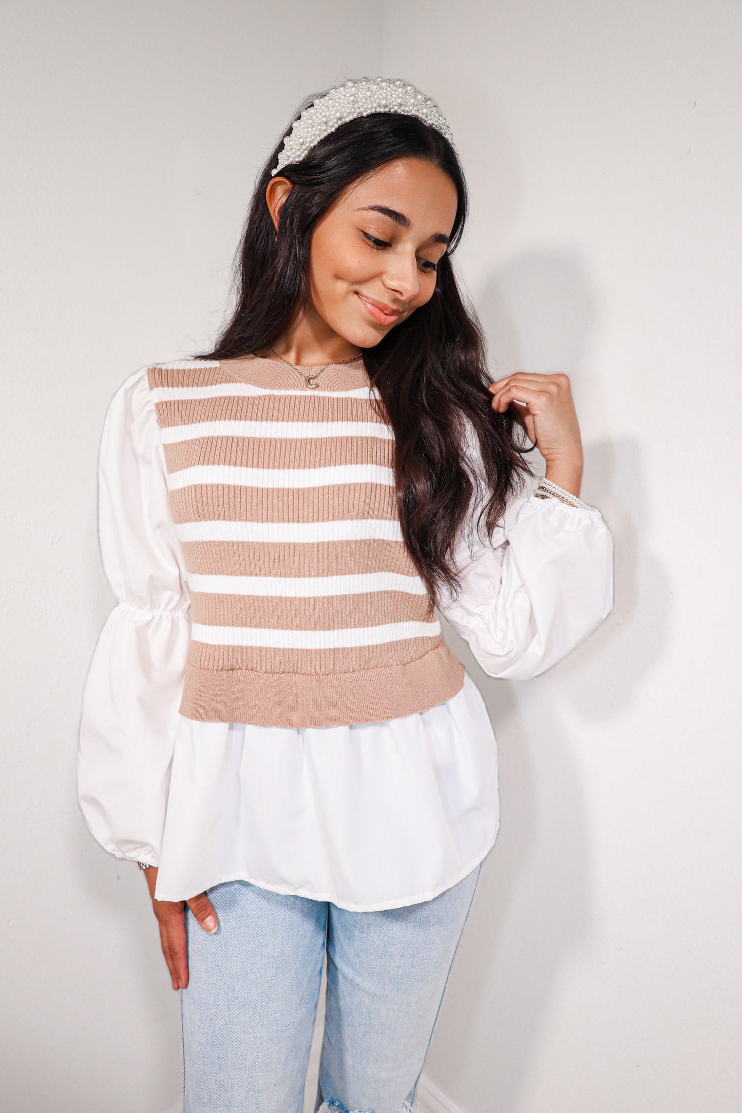 Sweet Stripes Poplin Puff Top