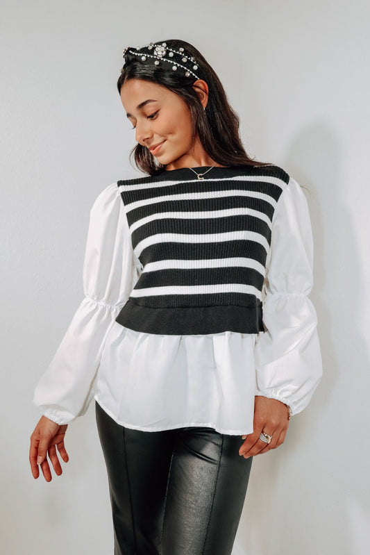 Sweet Stripes Poplin Puff Top