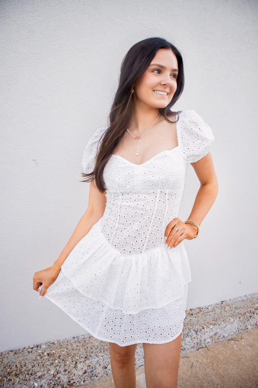 Sweetheart White Lace Mini Dress-Dress-KCoutureBoutique, women's boutique in Bossier City, Louisiana