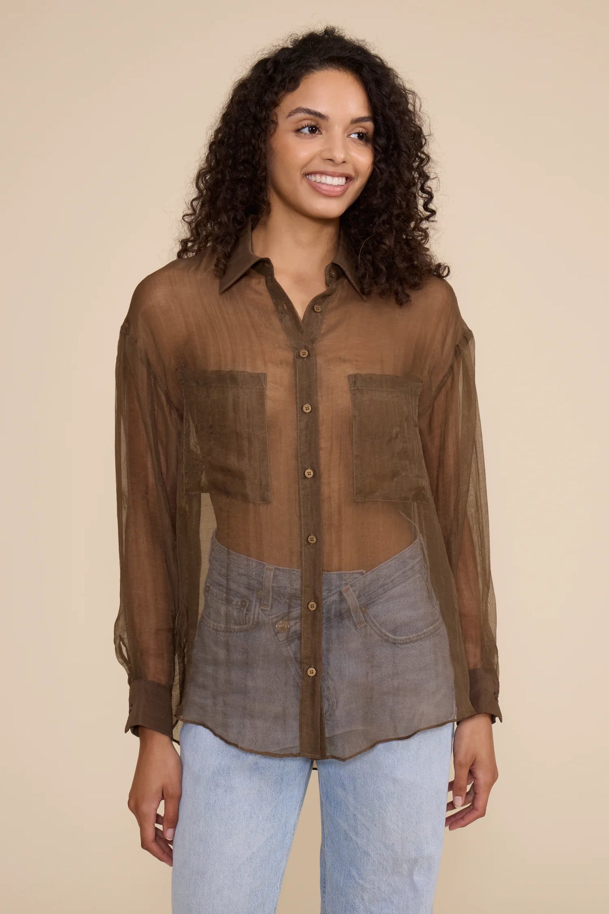 Sheer Confidence Button Up Top