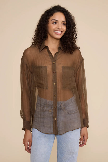 Sheer Confidence Button Up Top