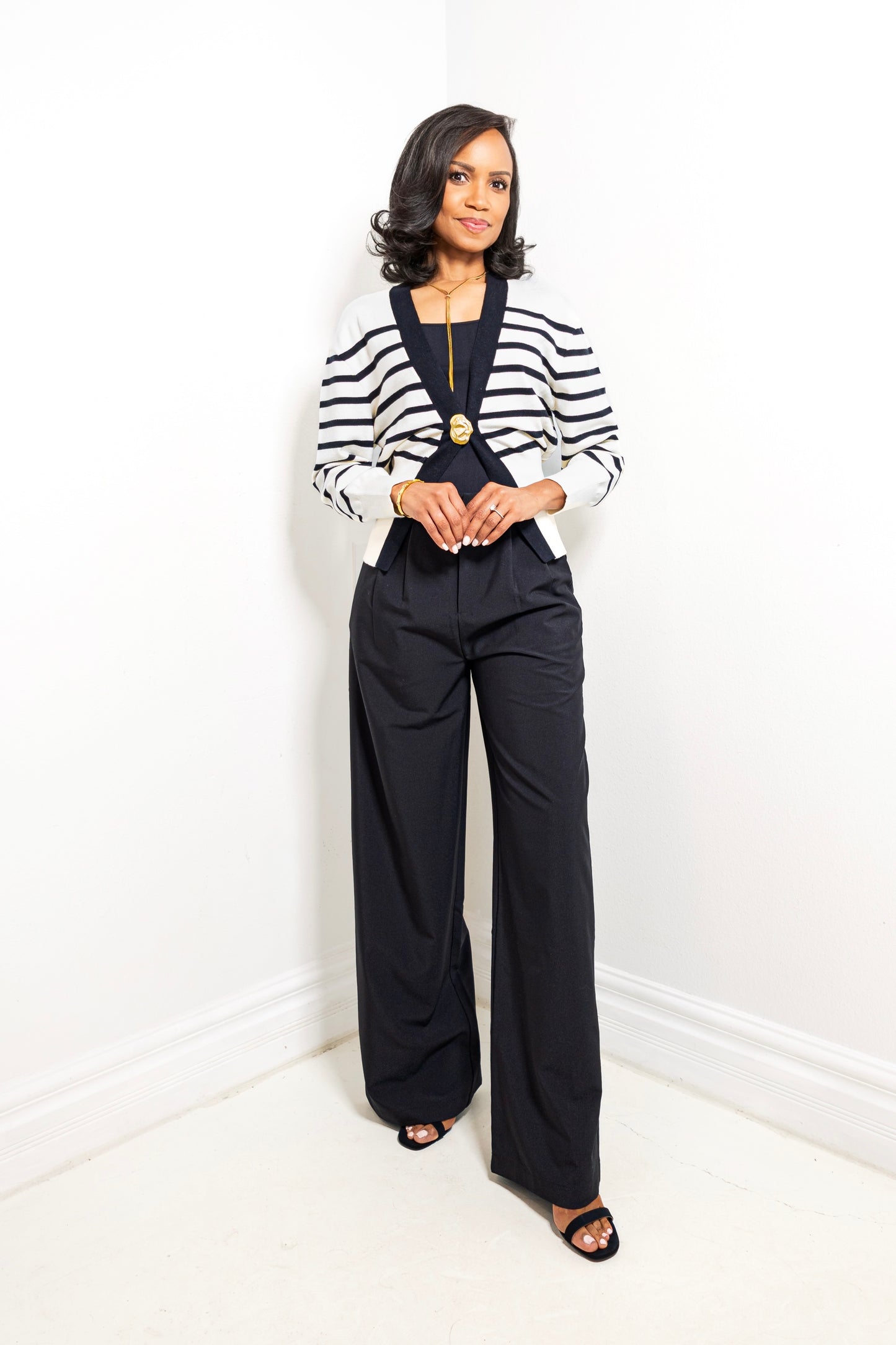 Line Me Up Button Closure Sweater Top