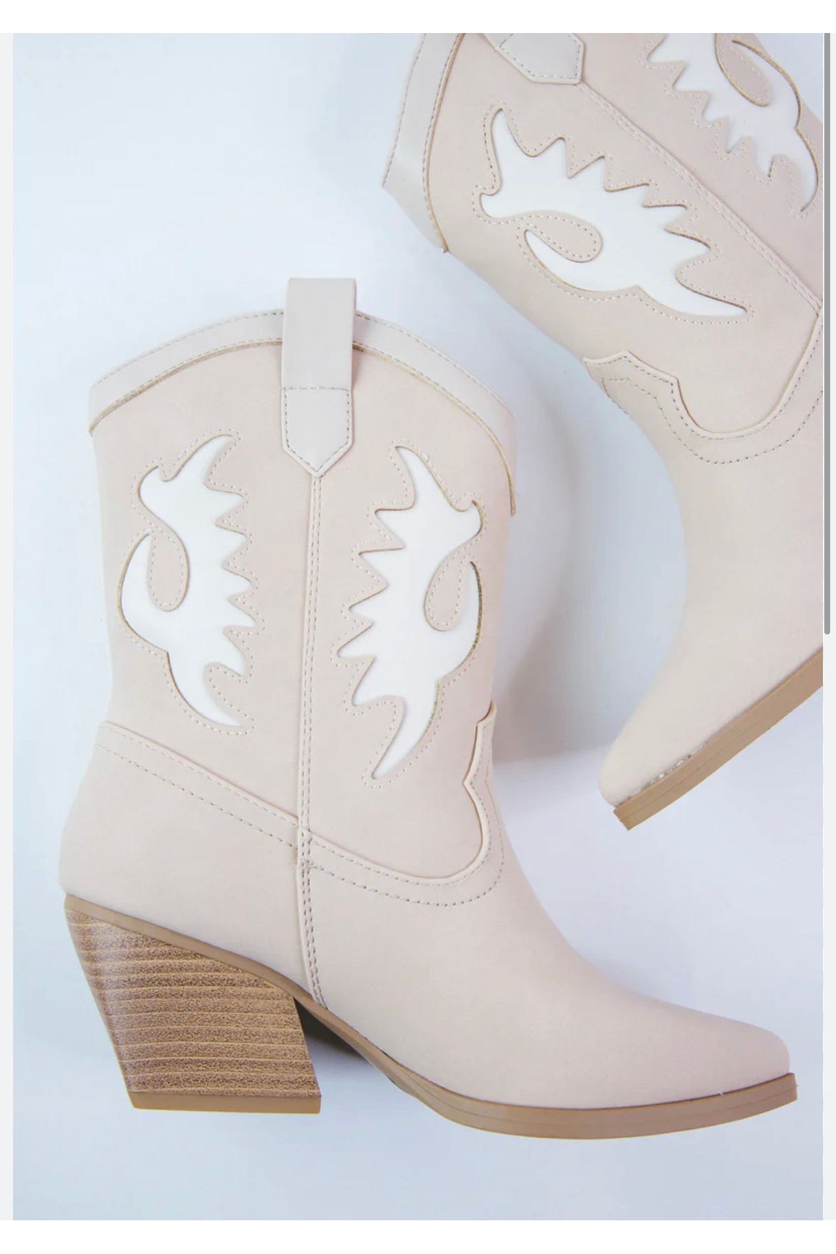 Taupe Two Toned Western Booties-Shoes-KCoutureBoutique, women's boutique in Bossier City, Louisiana