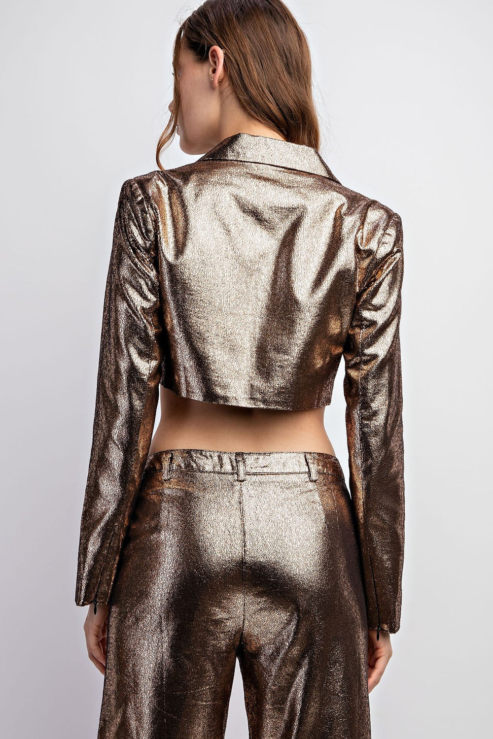 Textured Metallic Crop Jacket-Jackets-KCoutureBoutique, women's boutique in Bossier City, Louisiana