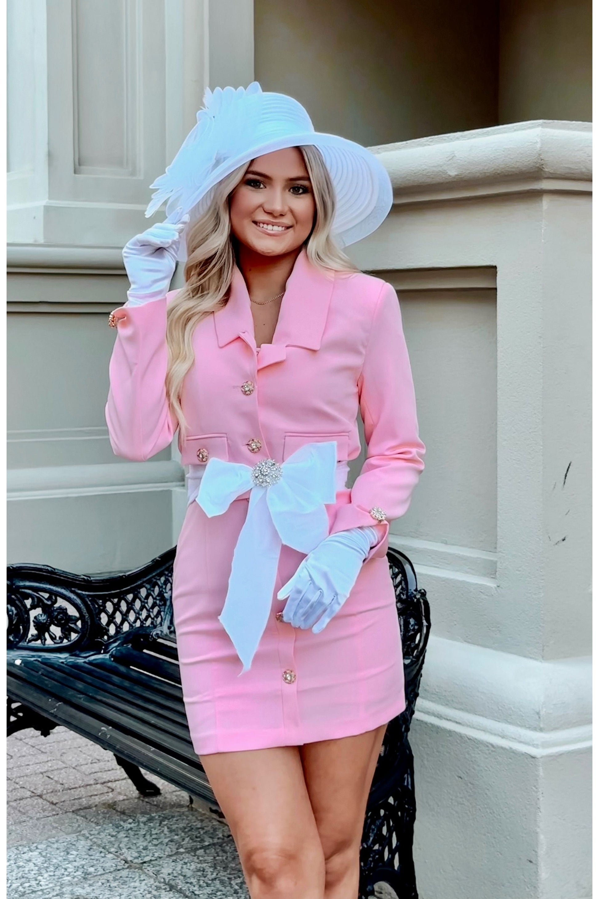 womens pink suit dress INSPIRE CHIC Women's Sleeveless Long Sleeve Cropped Blazer Work Outfit Business Bodycon Dress Suit Set X-Large Grey Pink