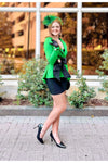 The Valentina Collection Green Peplum Blazer Jacket-Tops-KCoutureBoutique, women's boutique in Bossier City, Louisiana