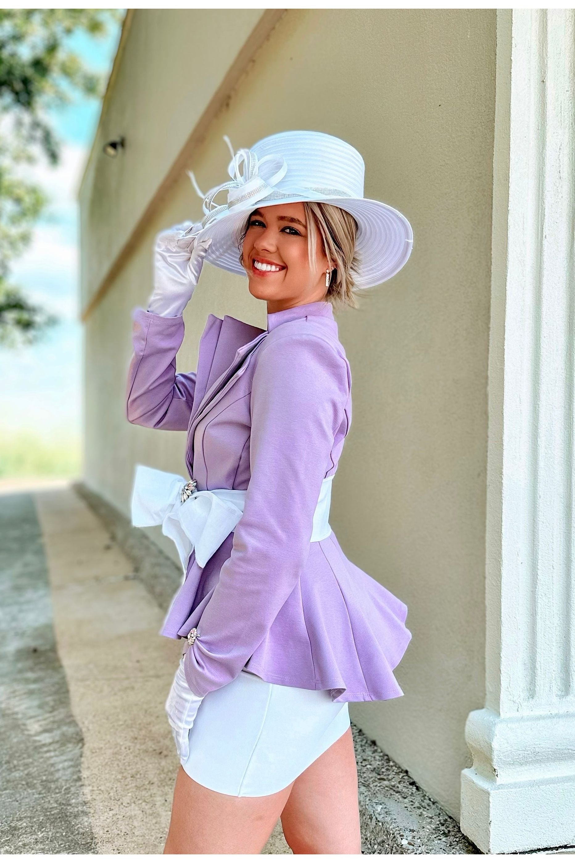 The Valentina Peplum Blazer Jacket Lavender / Large The Valentina Peplum Blazer Jacket Lavender / Large