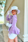The Valentina Collection Lavender Peplum Blazer Jacket-Tops-KCoutureBoutique, women's boutique in Bossier City, Louisiana