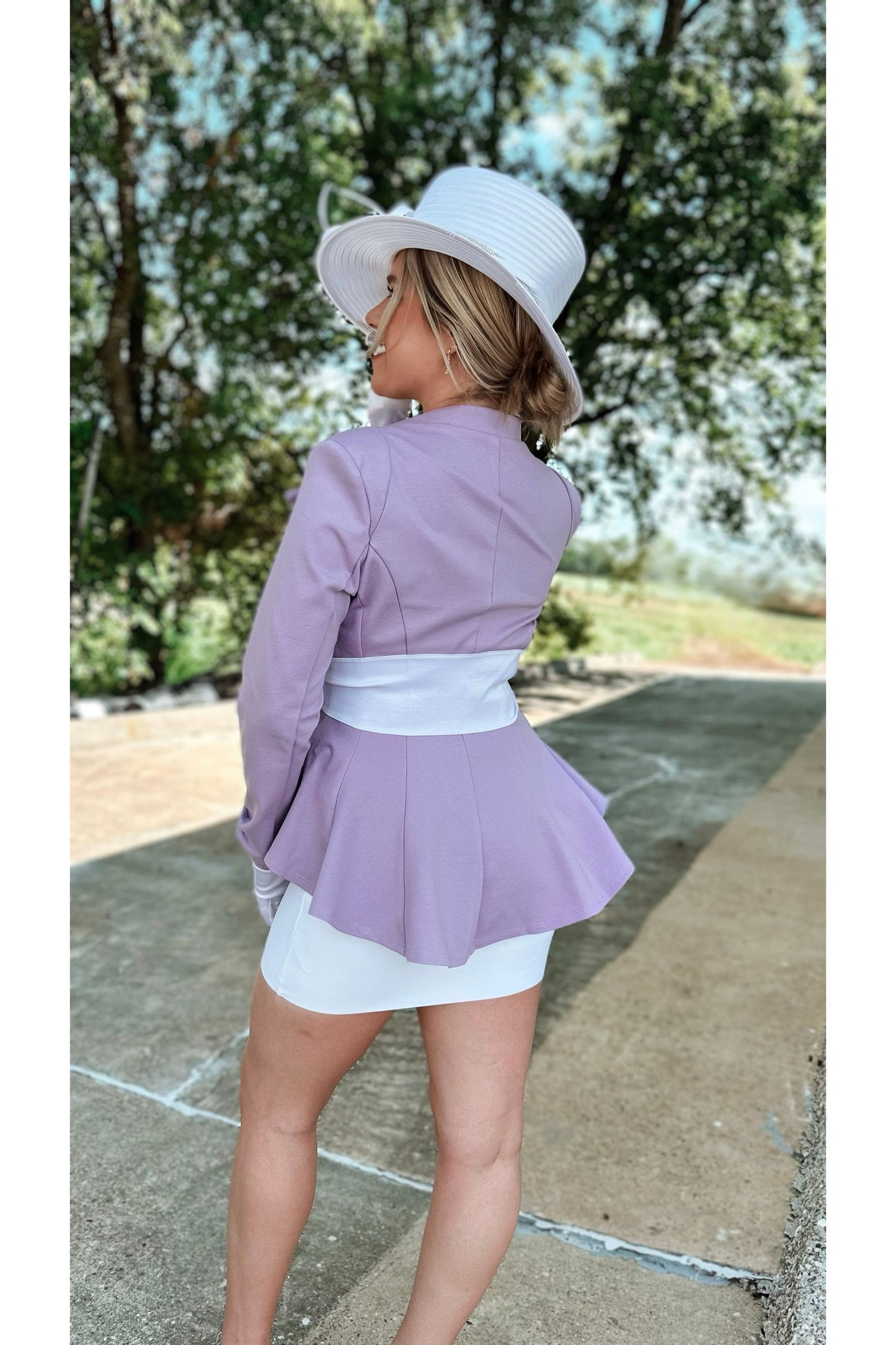 The Valentina Collection Lavender Peplum Blazer Jacket-Tops-KCoutureBoutique, women's boutique in Bossier City, Louisiana