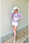 The Valentina Collection Lavender Peplum Blazer Jacket-Tops-KCoutureBoutique, women's boutique in Bossier City, Louisiana