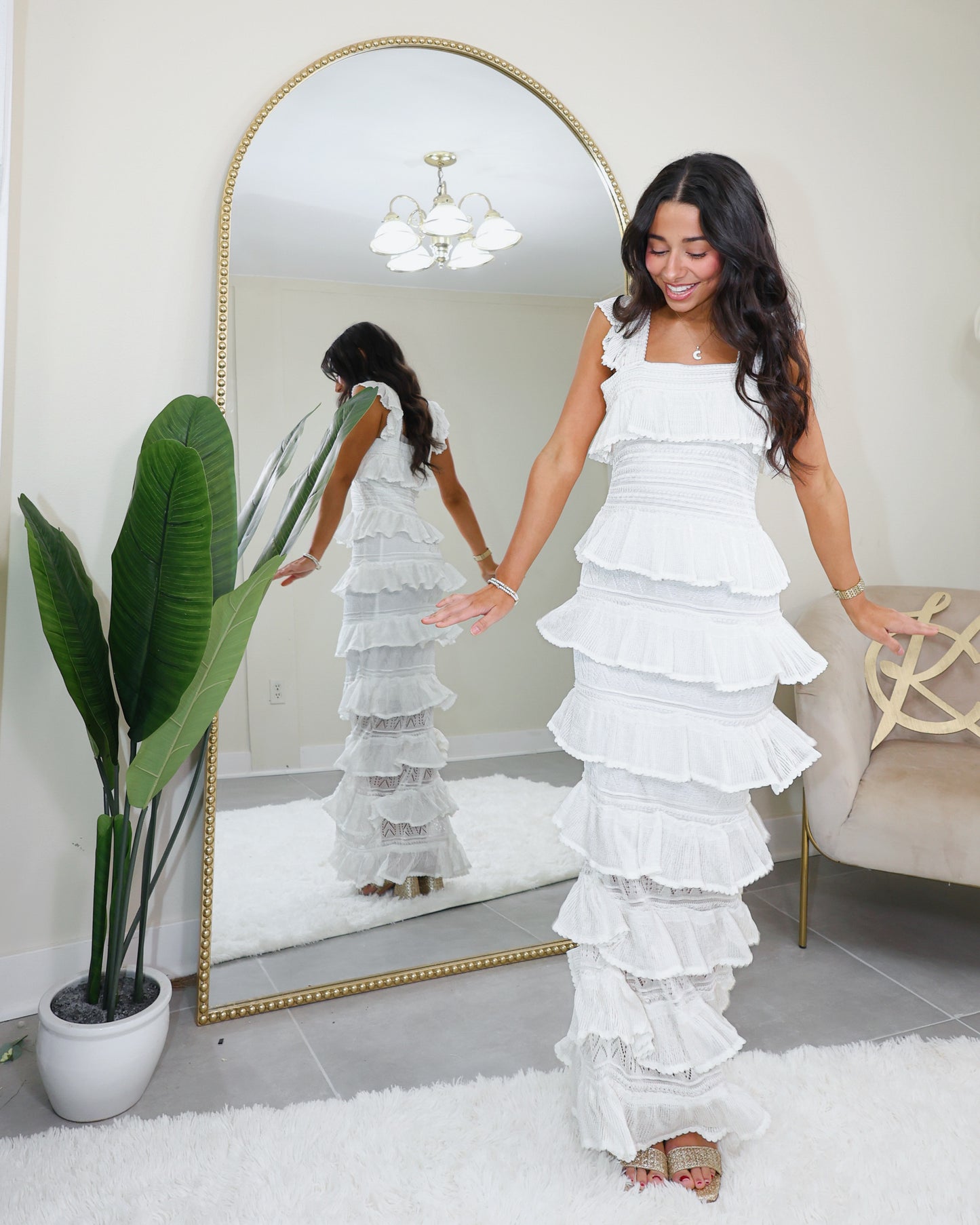 The Adeline Ruffled Tiered Midi Dress