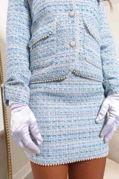 The Serena Tweed Light Blue Suit (Set) - K Couture Exclusive