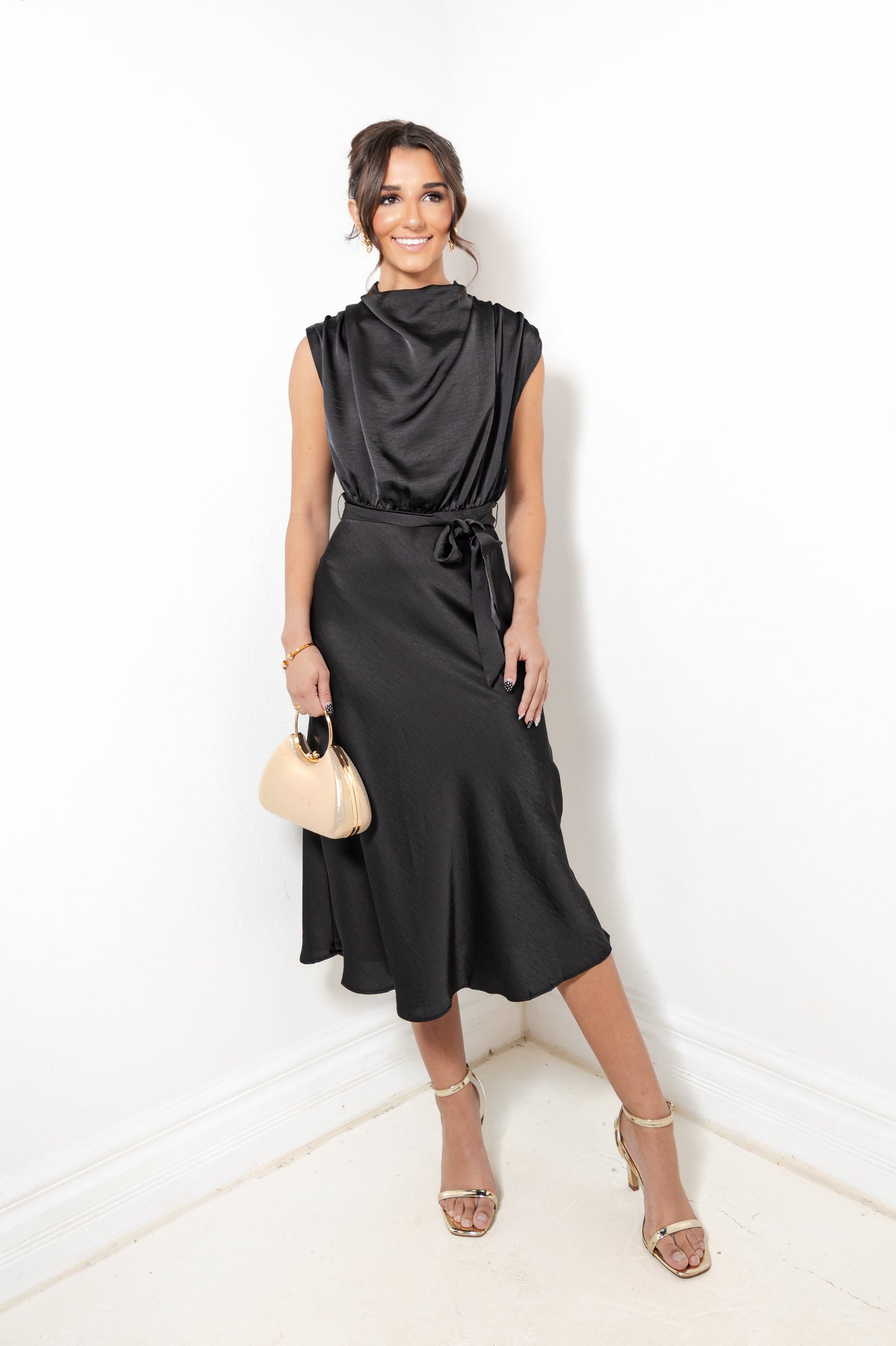 The Sloane Mock Neck Midi Dress