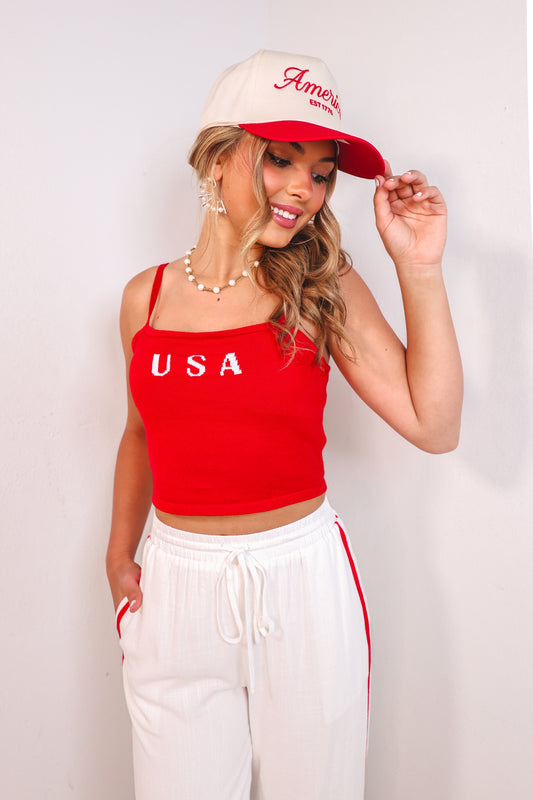 The USA Babe Cropped Cami Top