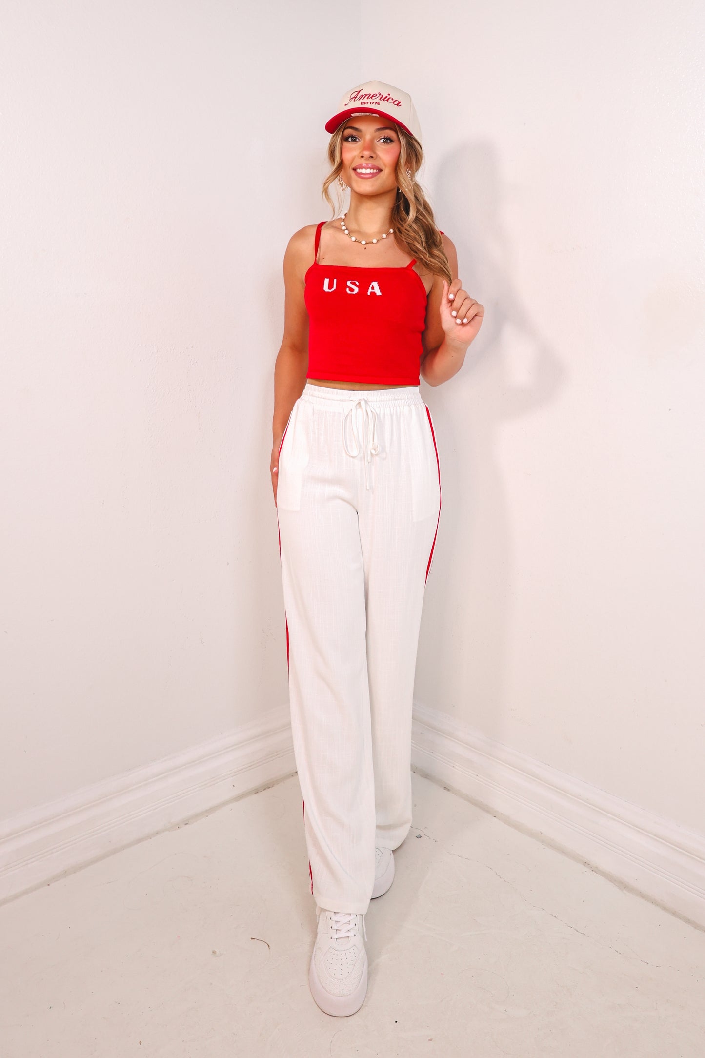 The USA Babe Cropped Cami Top