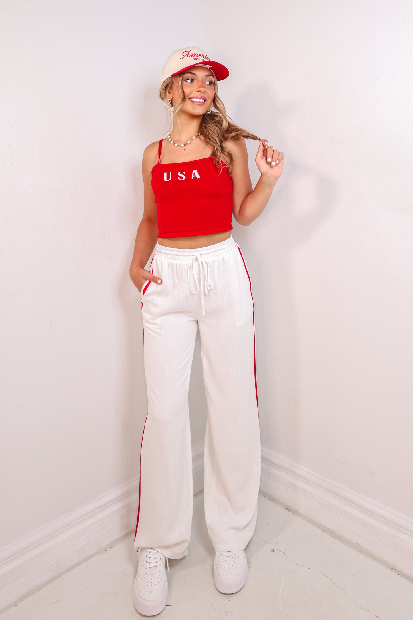 The USA Babe Cropped Cami Top