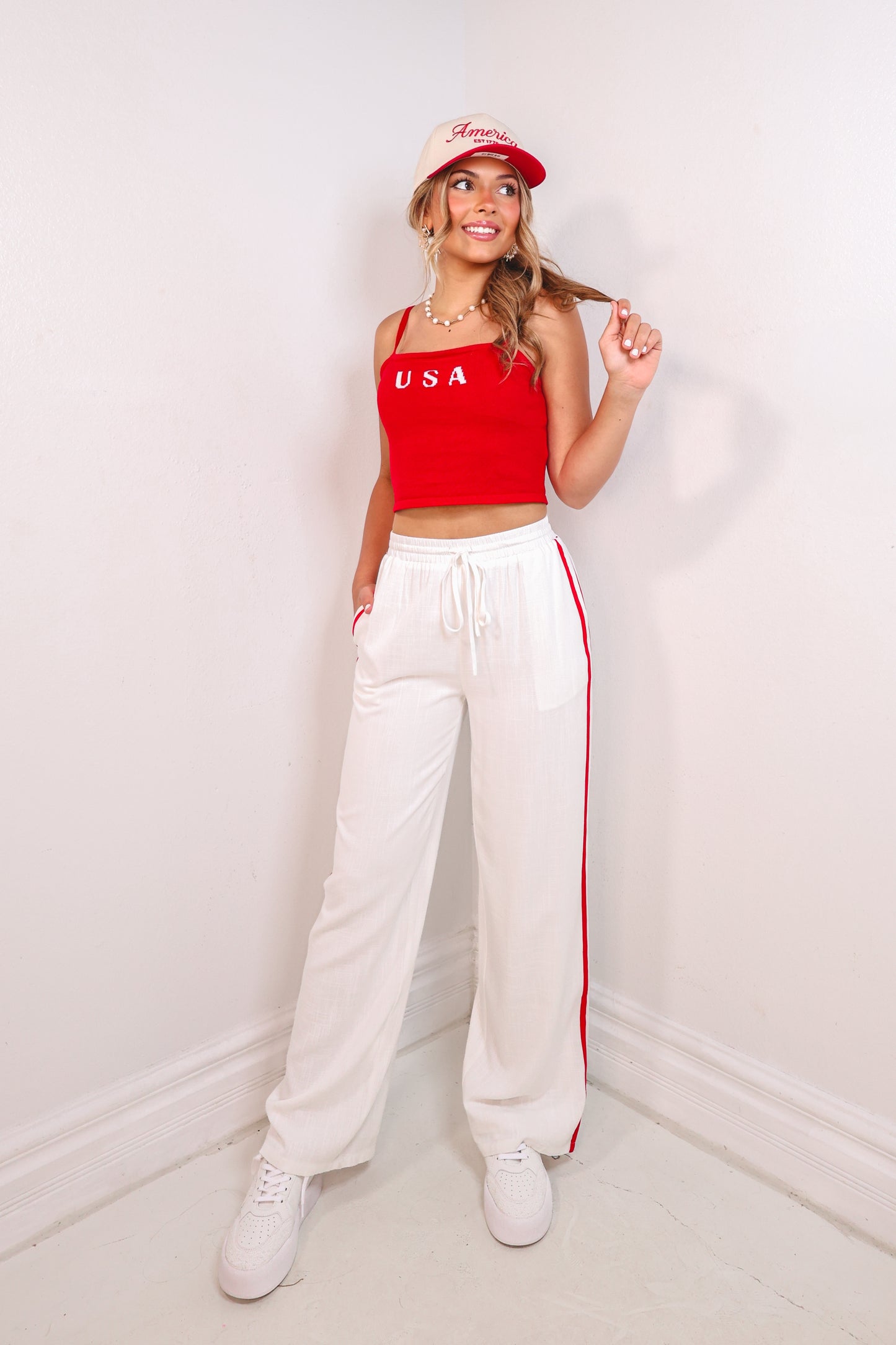 The USA Babe Cropped Cami Top