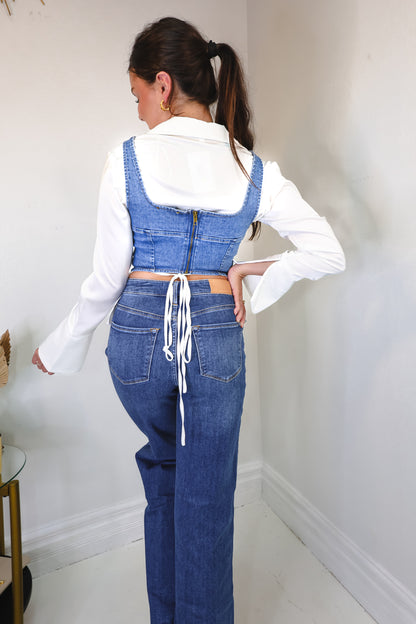 Denim Corset Crop Top