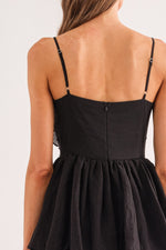 Tied In A Bow Black Ruffle Midi Dress-Dresses-KCoutureBoutique, women's boutique in Bossier City, Louisiana