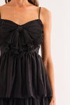 Tied In A Bow Black Ruffle Midi Dress-Dresses-KCoutureBoutique, women's boutique in Bossier City, Louisiana