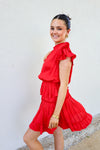 Tiered Ruffle Sleeve Silky Dress-Dresses-KCoutureBoutique, women's boutique in Bossier City, Louisiana