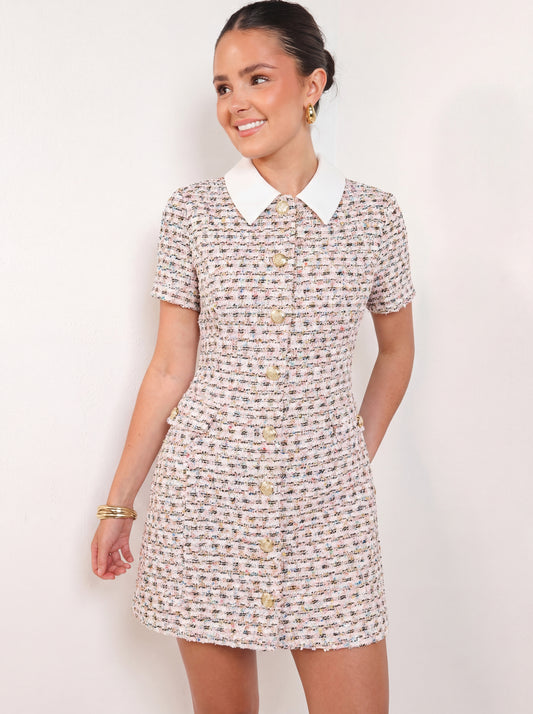 Endless Rose Multi Tweed Short Sleeve Dress