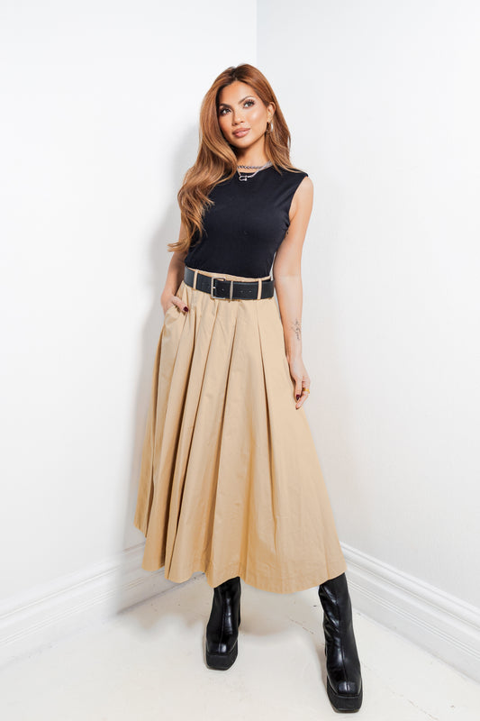 Timeless Pleat Belted Dress
